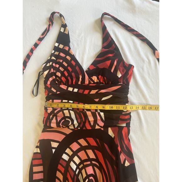 Vtg. Y2K My Michelle Groovy Halter Fit and Flare Dress Juniors Size Large Brown - Picture 8 of 9